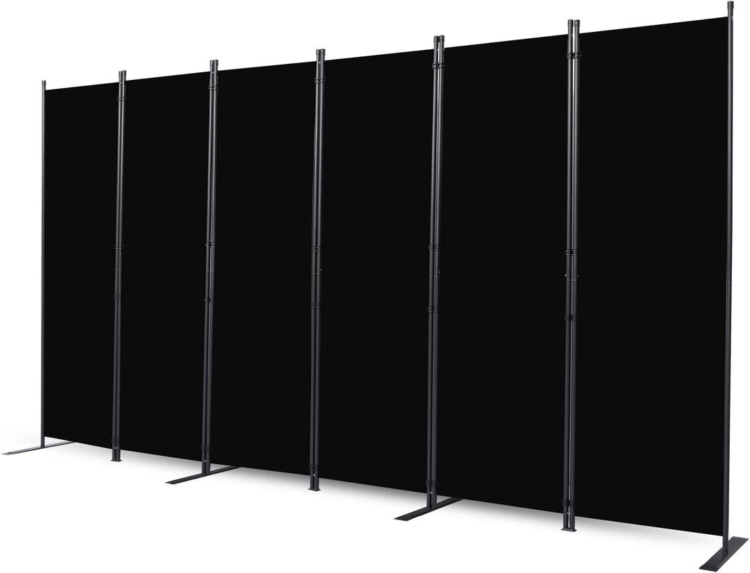 CHOSENM Room Divider, 6 Panel Folding Privacy Screens with Wider Support Feet, 6 Ft Portable Room Partition for Room Separator, 132" W X 71" H, Black
