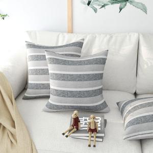 2 Pieces Decorative Classic Retro Stripe Throw Pillow Cover with Hidden Zipper Soft Faux Linen Modern Farmhouse Cushion Case for Sofa Bedroom Car 20 x 20 Inch Multi Blue