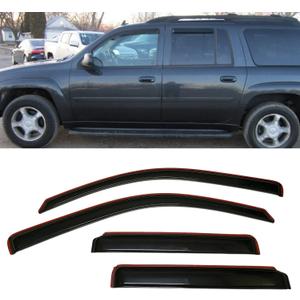 in-Channel Style Smoke Window Sun Rain Visors Vent Guard Shade Compatible with Chevrolet Trailblazer and GMC Envoy 2002-2006