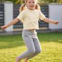 CharmWM Girls Summer Crop Tops Kids Fashion Oversized Crew Neck Cropped Short Sleeve T Shirts Basic Tees Size 11-12 Years (Beige)