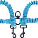 BAOBOTE Pet Double Dog Leash, Shock Absorbing Reflective Bungee Lead Walk 2 Dogs with Ease, 360° Swivel No Tangle Double Dog Walking & Training Leash, Dual Dog Leash for 6-120lbs Dogs (Blue)