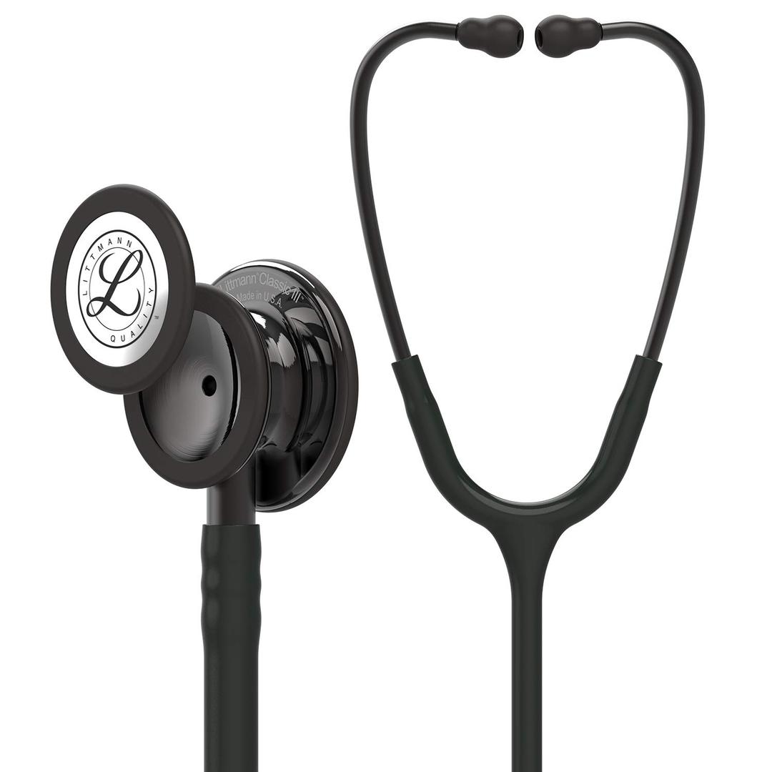3M Littmann Classic III Monitoring Stethoscope, 5811, More Than 2X as Loud, Weighs Less, Stainless Steel Smoke-Finish Chestpiece, 27" Black Tube, Smoke Stem, and Headset