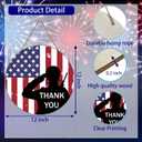 Memorial Day Decorations Patriotic Wreath American Soldier Salute Thank You Hanging Sign Memorial Day Wreath Wooden Front Door Hanger 4th of July Decorations for Porch Wall Indoor Home Decor