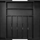Utensil Organizer Silverware Drawer Organizer - Bamboo Expandable Cutlery Tray with Dividers for Utensil Holder Office Storage Makeup Desk Drawer Tool Organization W13.5"-19.5" x L17.5" x H2.5"(Black)