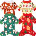XPUDAC 4 Pieces Dog Christmas Pajamas Santa Pet Clothes Cute Dog Pajamas Red Green XX-Large