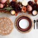 MIXUMON Woven Placemats Round, Natural Water Hyacinth Wicker Placemat for Dining Table, Large Handmade Woven Placemats Heat Resistant Non-Slip (13" - Set of 6)