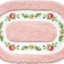 QMEAKMONY Bathroom Rugs Romantic Rose Flower Shaggy Area Rugs for Living Room Bedroom Kitchen Non Slip Absorbent Bath Mat Door Mat Washable(Pink,20x32 in) (1'8" x 2'8" (Oval))
