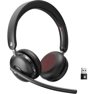 Wireless Headset with Mic for Work, Bluetooth 5.3 Headset with AI Noise Cancelling Mic, Wireless Headphones with Mic& USB Dongle, 65H Battery, Comfort Fit for PC/iPhone/Android/Call Center