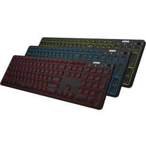 Arteck Universal Backlit 7-Colors & Adjustable Brightness Multi-Device Full Size Wireless Bluetooth Keyboard for Windows, iOS, iPad OS, Android, Computer Desktop Laptop Surface Tablet Smartphone