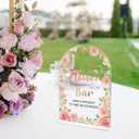 2 x Wedding Sign Decor, Flower Bar Sign, 5x7 Inch Arch Acrylic, Wedding Sign for Reception & Event Party, Bridal Shower Decorations, Wedding Table Sign Accessories for Anniversary And Event Pink