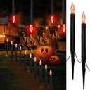 Cbebew 19.5Ft Halloween Pathway Lights Outdoor, Halloween Decor Candle Lights with 10 C18 Flame Bulbs and Black Blood Tears Stakes, Plug in Walkway Decoration Lights for Lawn Yard Garden Party Decor
