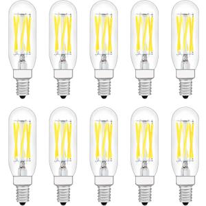 Raheem T8 LED Bulb, E12 Dimmable LED Bulb, 110v 600Lumens 5000k 60W Equivalent, Clear Glass Tubular Light Bulb, Best Replacement for Incandescent Bulb, 10 Pack (Daylight White)