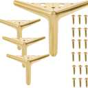 Set of 4 Legs for Furniture, 5 Inch Brushed Gold Furniture Legs, DIY Replacement Sofa Legs Feet, Modern Triangle Metal Table Legs for Cabinet Cupboard Couch Chair Dresser Risers (Medium)