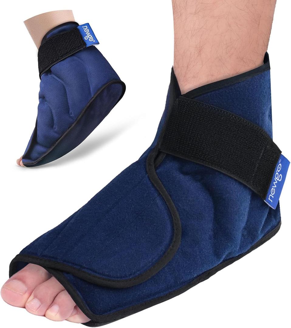 NEWGO Foot Ice Pack for Surgery Recovery, Ankle Foot Reusable Gel Ice Pack Cold Wrap for Feet Injuries, Ice Boot for Bunion Surgery, Plantar Fasciitis, Swelling, Neuropathy Burning Feet Pain Relief