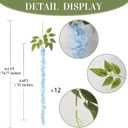 12PCS Light Blue Wisteria Hanging Flowers 6.4FT Artificial Hanging Wisteria Flowers for Decoration for Wedding Arch, Backdrop, Garden Party Decor (Light Blue)