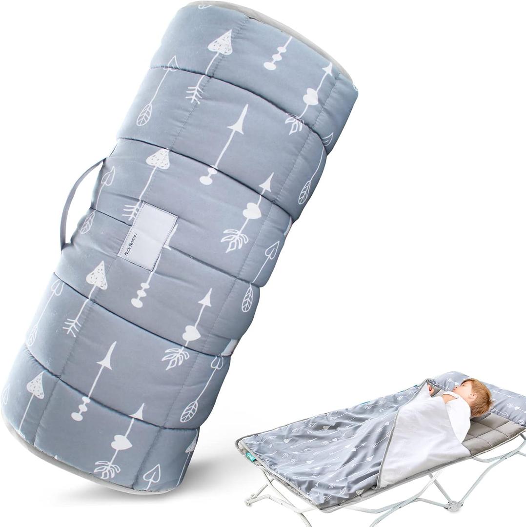 Nap Mat with Blanket for Regalo My Cot/Joovy Travel Cot, Super Soft & Skin Friendly, Perfect Kids Sleeping Mats/Sleeping Bag for Preschool Daycare Boys and Girls, Grey