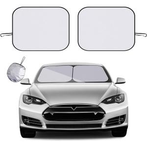 2PCS Car Windshield Sun Shade, Foldable Front Windshield Sun Blocker Reflects Heat and UV Rays, Sunshade Protector Keep Interior Cool with Storage Pouch, Car Accessories (31  28 inches)