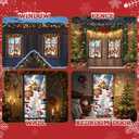 Tioncy 3 Pcs Christmas Door Window Cover Decorations Set 71" x 35" Christmas Door Cover 47" x 32" Xmas Window Curtain Santa Claus Snowman Winter Reindeer Banner Backdrop for Outdoor Holiday Decor