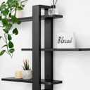 SUMGAR Black Floating Shelves for Wall Mounted Shelving Unit All Pine Wood 3 Tier Large Shelf for Bedroom Living Room Office Bathroom Home Decoration Storage Plant Photo Display Modern 20in