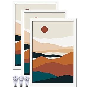 ijuerybai White 12x18 Picture Frame Set of 3, High Transparent Frame for 12 By 18 Photo Collage Canvas Poster Size Wall Mount and Tabletop Horizontally Vertically (White, 12 x 18 inches)
