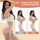 Women Butt Lifter Shapewear - High Waist Tummy Control Shorts with Back Round Cut Out, Non-Seamless Waist Trainer, Khaki (XXXL)