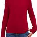 Milumia Girl's Casual Rib Knit Mock Turtle Neck Tee Long Sleeve Fitted T Shirt Tops (Red)