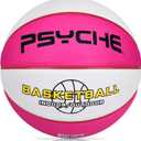 Kids Youth Basketball Size 4/5(25.5/27.5") Premium Rubber Basketball for Boys Girls Indoor Outdoor Pool Games Play (Rose Red/White)