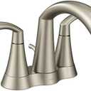 Moen Glyde Brushed Nickel Two-Handle High Arc Center set Bathroom Faucet, 6172BN