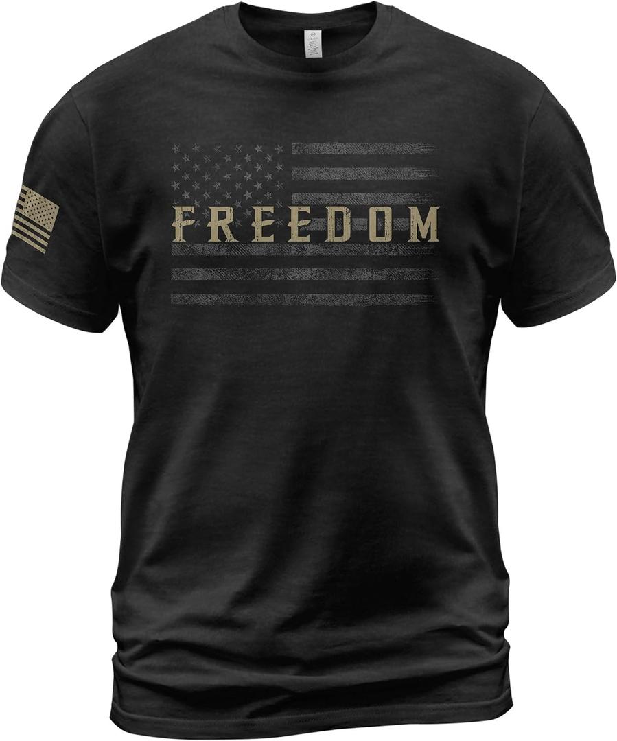 Freedom T Shirt, American Flag Shirt, Freedom Shirts for Men, Patriotic Shirts for Men (Black, L)