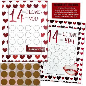 Valentine's 14 Things We/I Love About You Scratch Off Cards, 2PCS Valentine's Advent Calendar Personalized Gift for Him Her Husband Wife Girlfriend Boyfriend, Pack Of 2
