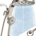 High Pressure Rain Showerhead Combo, Magnetic Shower Head Set with Detachable 8-Mode Handheld Shower Spray, Adjustable Angle Dual Showerhead with Built-in Magnetic Docking, Power Jets Brushed Nickel