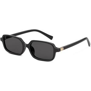 ELITERA Retro Polarized Sunglasses for Womens Men - Trendy Sunnies UV Protection Lightweight Vintage Sun Glasses(Black frame grey lens,52mm)