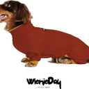 Dachshund Dog Turtleneck Sweater, Adjustable Polo Collar with Zipper, Four-Legged Warm Double Fleece, Stretchy Clothes for Mini Dachshunds (Red, X-Large)