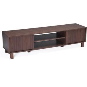 Modern Television Stand for Living Room & Bedroom, Large Media Console Entertainment Center with Storage & Open Shelves, TV Table Furniture for Wall Mount or Game Setup, Natural-Wood