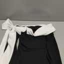 MakeMeChic Women's Off The Shoulder Bell Sleeve Mini Dress Bowknot Cocktail Party Bodycon Dresses (Black and White, XS)