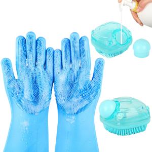 2PCS Dog Washing Gloves and Dog Shampoo Brush, Dog Bath Brush That can add Dog Shampoo, Dog Bath Supplies Dog and Cat Bath Set (Blue Light Blue) 2PCS Dog Washing Gloves and Dog Shampoo Brush, Dog Bath Brush That can add Dog Shampoo, Dog Bath Supplies Dog and Cat Bath Set (Blue Light Blue)
