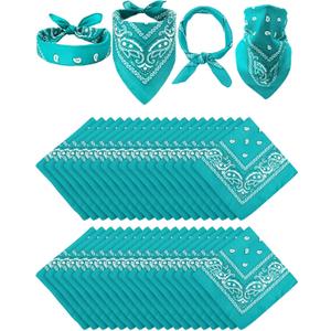 Unittype 36 Pieces Paisley Bandana Novelty Headband Square Scarf Cowboy Bandanas for Halloween Party Costume (Teal Color) Unittype 36 Pieces Paisley Bandana Novelty Headband Square Scarf Cowboy Bandanas for Halloween Party Costume (Teal Color)