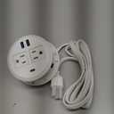 Jgstkcity 2-in-1 Desktop Power Grommet with USB-C Output, 125V, 12A, 2 AC Outlets, 3 USB Charging Ports, White