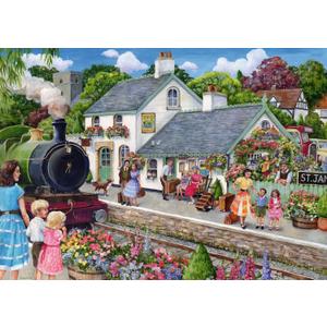 Ravensburger Whistle Stop Cottage 1000 Piece Puzzle for Adults, 28 x 20in.
