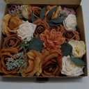 Floroom Terracotta Artificial Flowers Burnt Orange Fake Roses Peonies Dahlia Greenery Combo Box Set for DIY Wedding Bouquets Bridal Shower Centerpieces Floral Arrangements Party Tables Home Decoration
