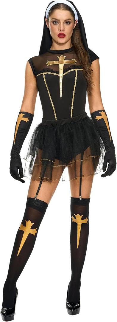 Spooktacular Creations Women Nun Costume, Nun Outfit Women, Adult Halloween Costume for Dress Up Cosplay Party (X-Large)