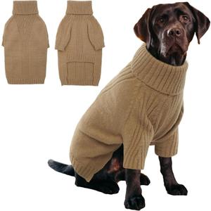 IECOii XXXL Dog Sweater, Warm Dog Sweaters for Extra Large Dogs Girl Boy, Stretchy & Cozy, Turtleneck Knitted Pullover for Pet Wear On Holiday, Easy On Doggy Sweatshirt for Labrador (Camel,XXXL)