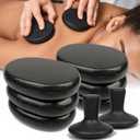 DEFUNX Hot Stones Massage Set  8 Pcs Massage Stones Set Hot Rocks Oval and Mushroom Shaped Basalt Stone Kit for Home Spa Relaxing and Pain Relief