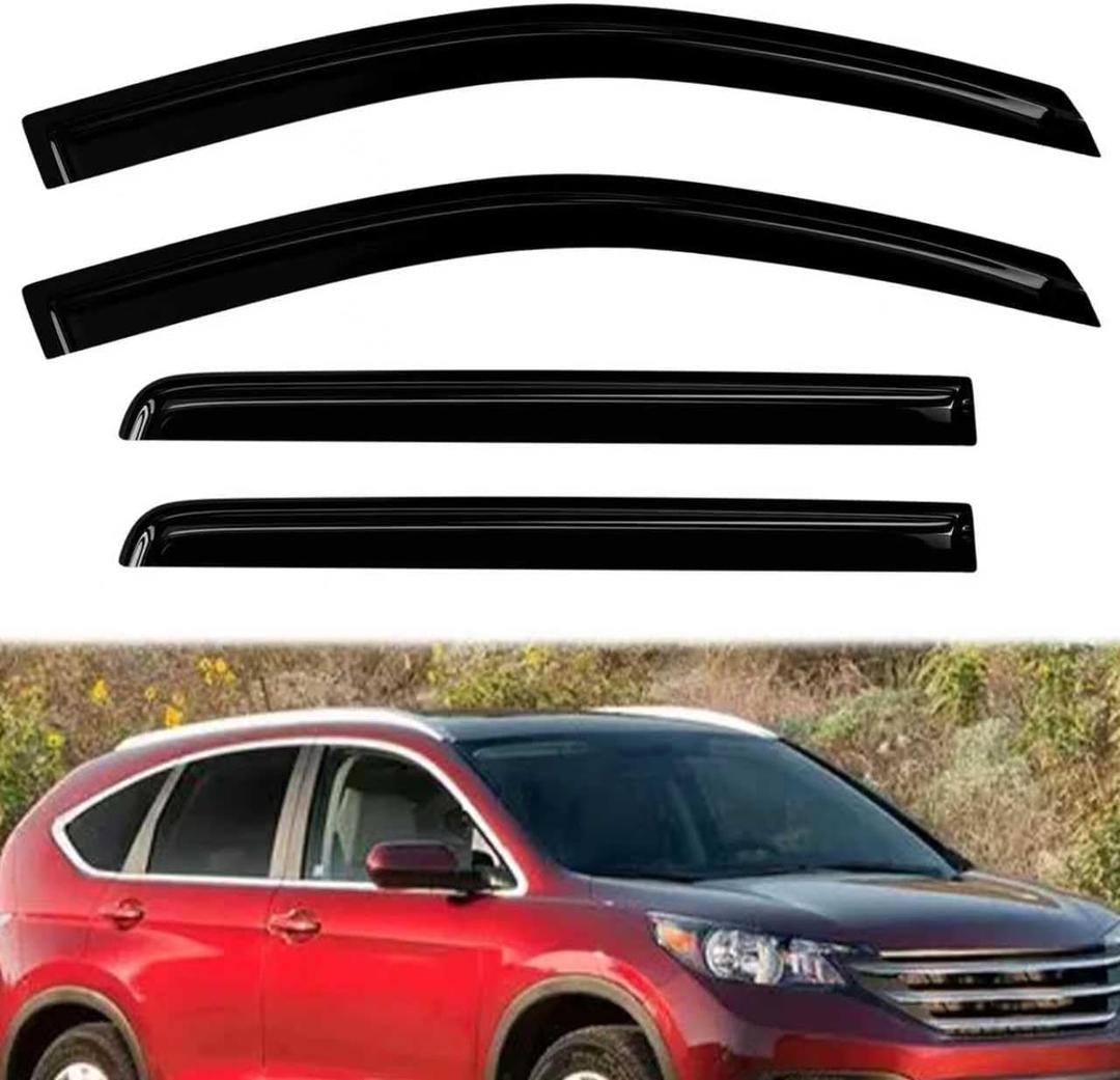 4PC Rain Guards for 2012-2016 Honda CR-V Window Visors for 12-16 CRV Deflectors Sun Shades Vent Tape On Out Channel