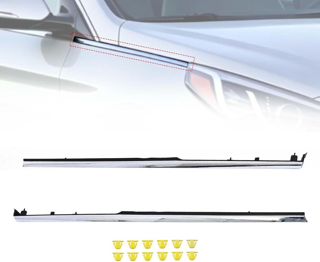 Front Fender Chrome Garnish Molding Trim Fit for Hyundai Sonata 2015 2016 2017 Replace 87771-C1000 87772-C1000 Fender Molding Trim with Mounting Clips Driver and Passenger Side