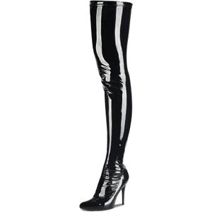 Women's Patent Leather PU Thigh High Boots Pointy Toe Side Zippe Fashion Comfy Sexy Stiletto High Heel Over The Knee Boots