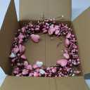 Sggvecsy 21 Handmade Foam Heart Shaped Wreath Pink Pip Berry Artificial Rustic Twig Wreath Artificial Door Wreath for Wedding Party Home Office Decor