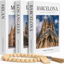 Decorative Coffee Table Book Set  3 Neutral Hardcover Books with Blank Pages for Home Styling  Travel-Inspired Display Featuring Barcelona, Milan & Los Angeles (Matte)