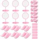 Twistover 24 Pcs Girls Spa Party Supplies for Kids Christmas Foot Spa Birthday Party Favors Include 6 Mirrors 6 Bow Headbands 6 Disposable Slippers 6 Towels for Sleepover Slumber Xmas Gifts(Pink,S)