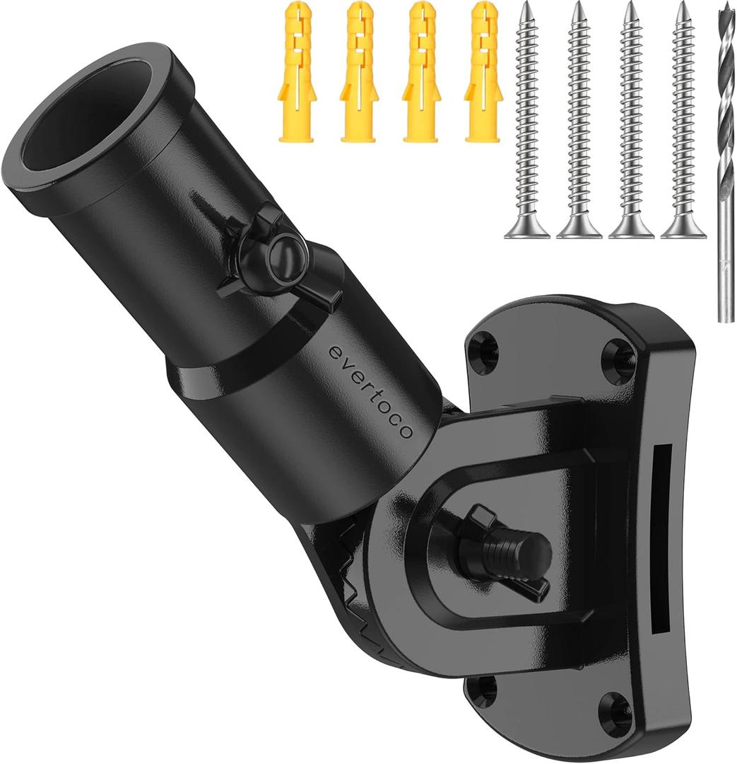 Heavy Duty T304 Stainless Steel Flag Pole Bracket - 180 Adjustable Flag Pole Holder for House with Two Installation Methods, Flag Mount for 1" Diameter Pole, Wind Resistant&Rust Free Black